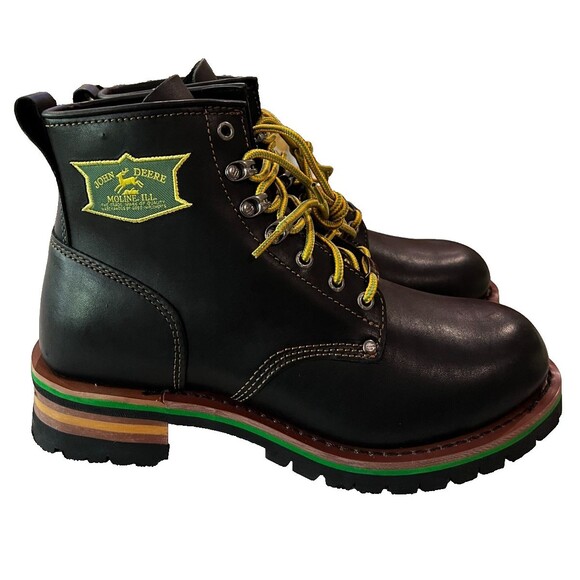 John Deere Skechers Cascades Mens sz 11 Black Leather Work Boots 6” Goodyear NEW main image 7